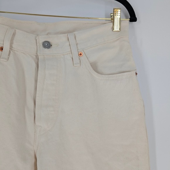Levis 501 Original Butterfly High Rise Straight Leg Jeans Off White W27 L28 - Picture 3 of 14